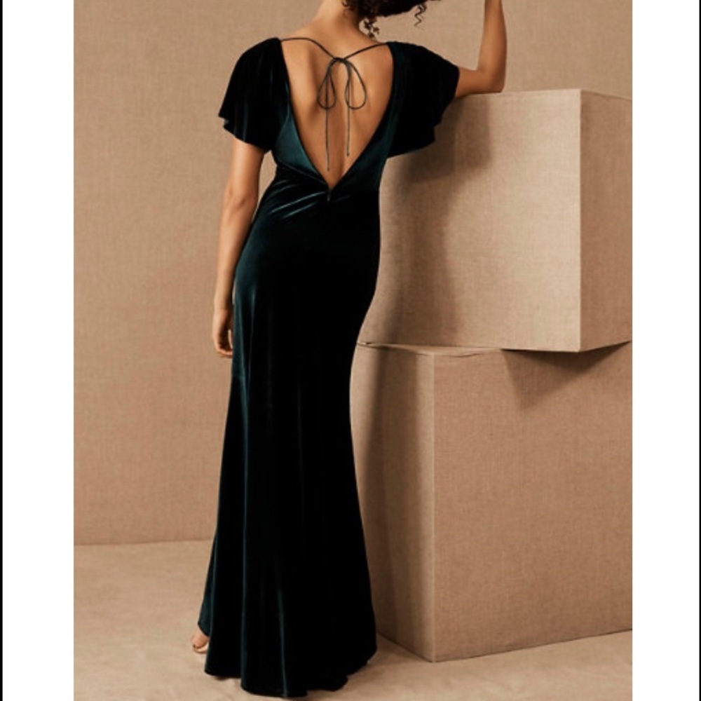 Jenny Yoo Ellis Velvet Gown in Emerald